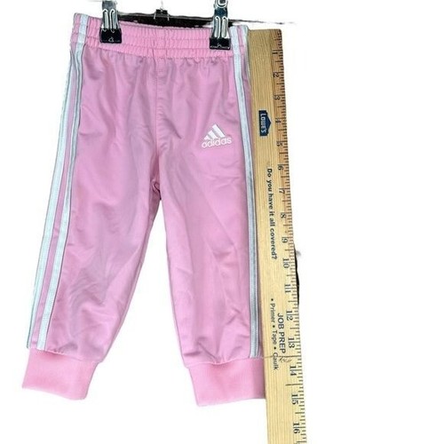 Adidas Girls Baby 9 Months Pink Track Suit Jacket Pants Active Sports Stripes - Picture 9 of 13
