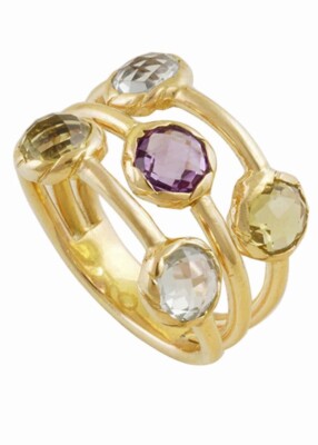 NWT Adami & Martucci 24K GOLD Plated Sterling Silver Multicolored Ring Size 7