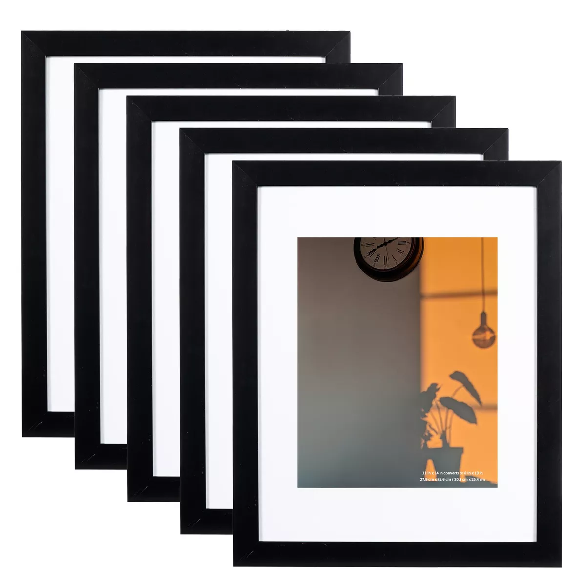 Set of 5 11x14 Frame with Mat 8x10 Picture Frame Poster Frame Black Wall  Decor