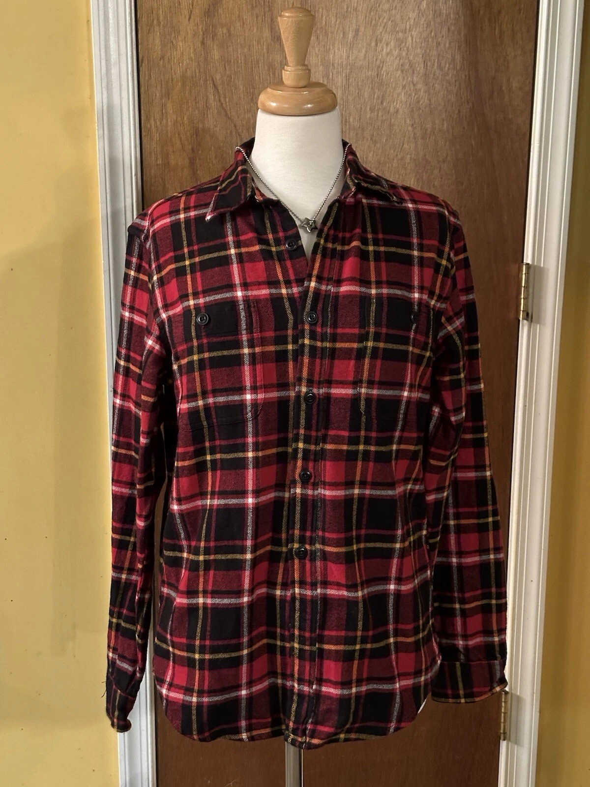 Mens Or Unisex Small Classic Fit Mid weight Flannel Shirt Double Brushed J Crew
