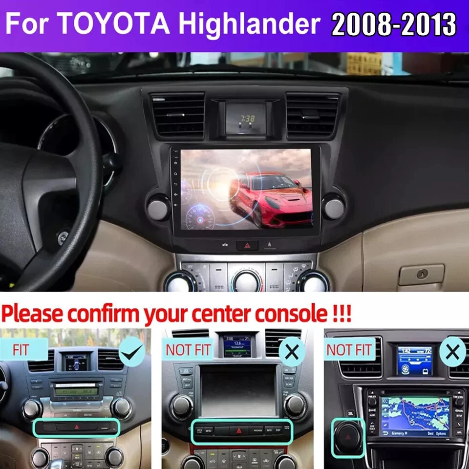 For 2008-2013 Toyota Highlander Apple Carplay Car Radio Android12 GPS JBL Stereo - Picture 4 of 17