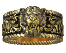 12 g Tigerkopf graviertes Muster Wildband Goldring 925 massiv Sterlingsilber