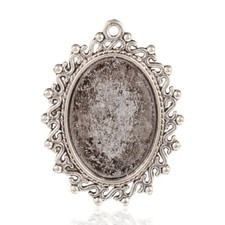 10 pcs Antique Silver Oval Tibetan Alloy Pendant Cabochon Settings Tray 18x25mm