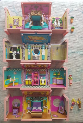 Polly Pocket 1999 Dream Builders Deluxe Mansion + Figures Incomplete !