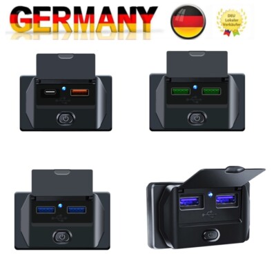 12V Auto USB Ladegerät Buchse Einbau Steckdose für Wohnwage KFZ mit Schalter DHL