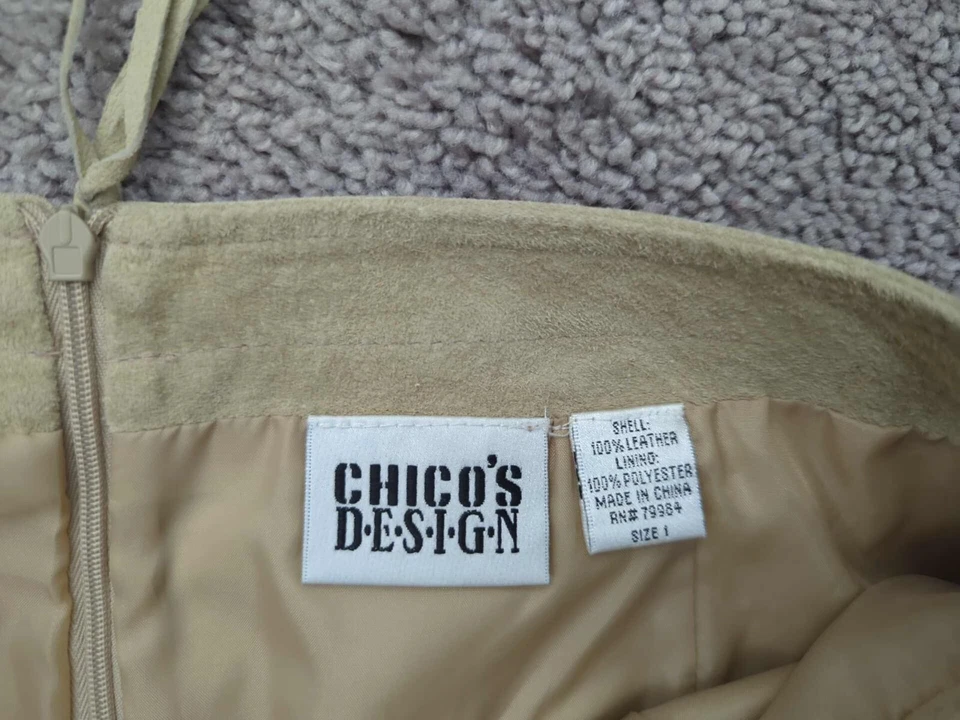 Chico's Design A-line Flared Skirt Womens 1 Leather Midi Y2K Western - Image 3 of 4