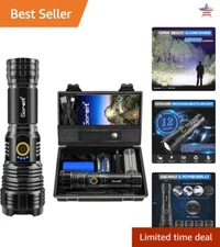 LED Flashlight with Holster - 950000 Lumens, Adjustable Light Modes, Long Range