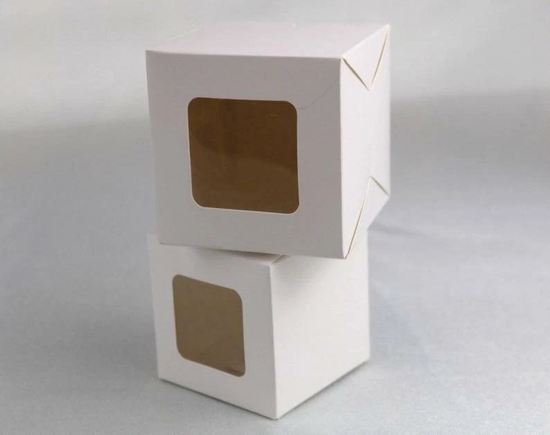 100x Clear Window White Paper Packing Box Cupcake Macaroon Candle Gift Favor Box - Image 4 of 4