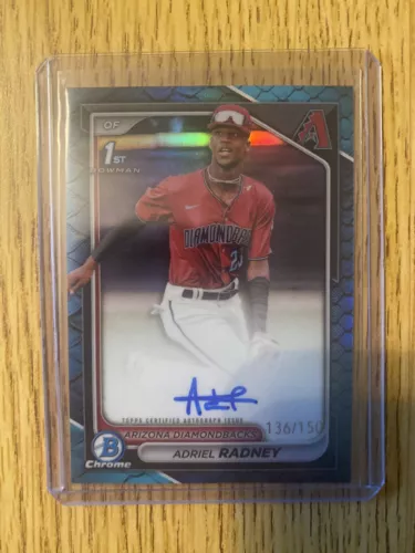 Adriel Radney 2024 Bowman Chrome 1st True Blue Reptilian Auto /150 Diamondbacks - Picture 1 of 1