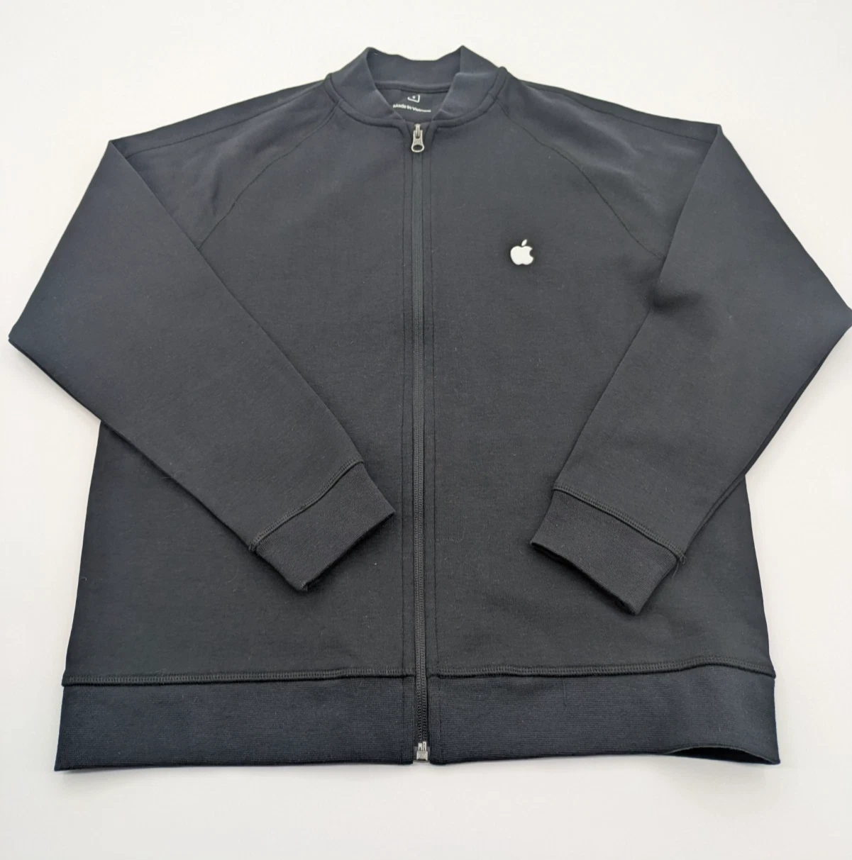 Apple Store Employee Bomber Jacket Mens Small Black White Logo Full Zip Preppy - product detail image 1