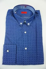 Isaia Napoli Blue Floral Long Sleeve Cotton Dress Shirt Sz 15.5/39 BRAND NEW
