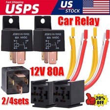 2/4 sets Car Relay 12V 80A SPST 4-pin Heavy Duty Relay Car DC Normal Open Relay