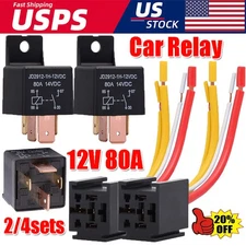 2/4 sets Car Relay 12V 80A SPST 4-pin Heavy Duty Relay Car DC Normal Open Relay