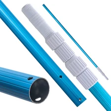 Pro 12ft Blue Anodized Aluminum Telescopic Swimming Pool Pole Adjustable 3 Piece