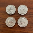 Lot of 4 Silver (90%) Washington Quarters - Junk Silver - Free Shipping