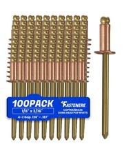Copper Pop Rivets - 1/8" x 3/16" 100 Pack Copper Body Brass Mandrel, Heavy ...
