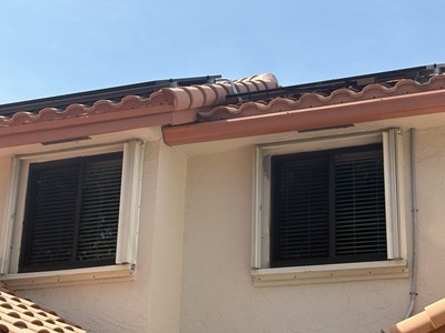 Various sized hurricane window shutter panels