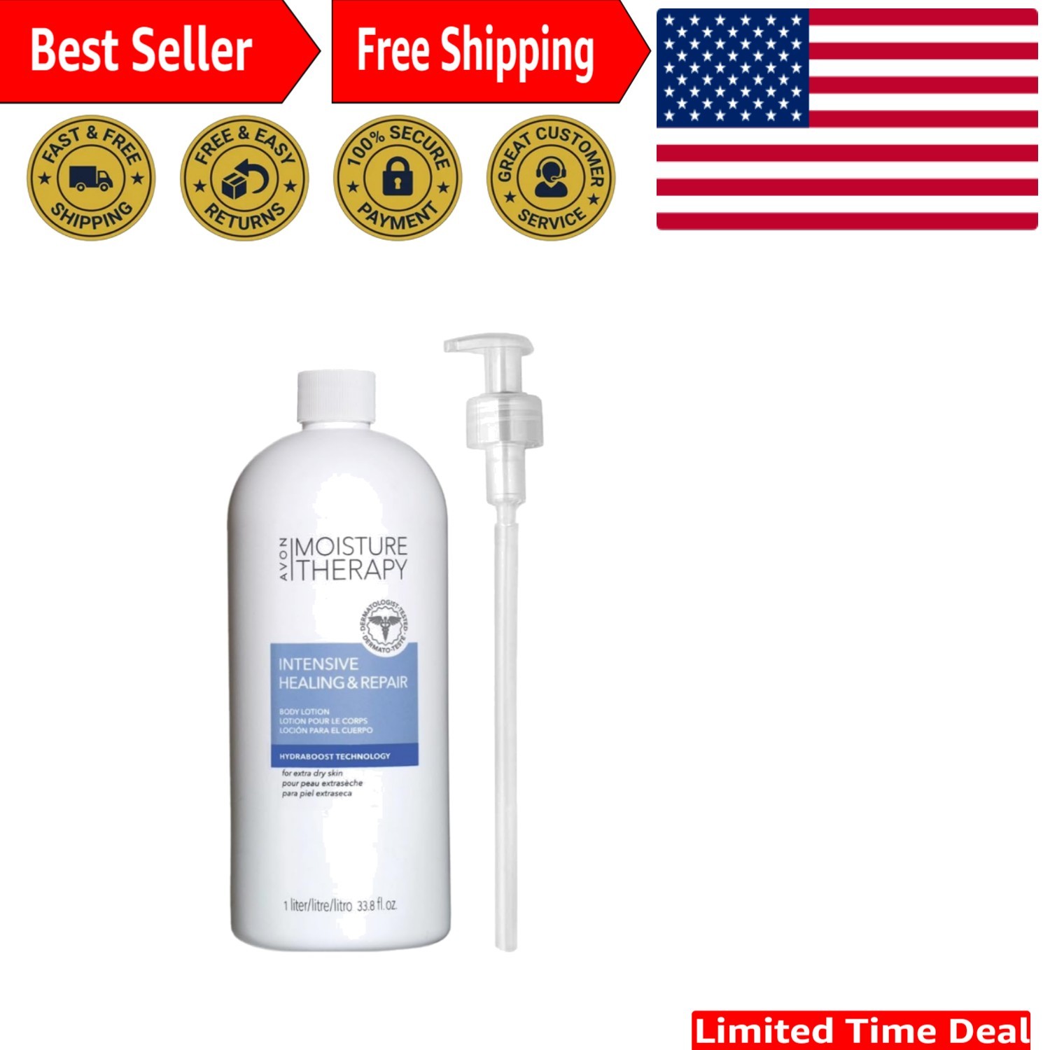 Fragrance-Free Intensive Healing Body Lotion, 33.8 oz Pump f