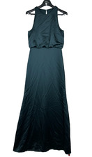 Dessy Collection Satin Gown 4 Dark Green Evergreen Blouson Trumpet