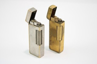 Dunhill Rollagas Pocket Lighter Silver/GoldPlate Good Spark