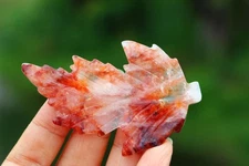 3'' Natural Fire quartz leaf carving Home decor Crystal gift Crystal heal 1pc