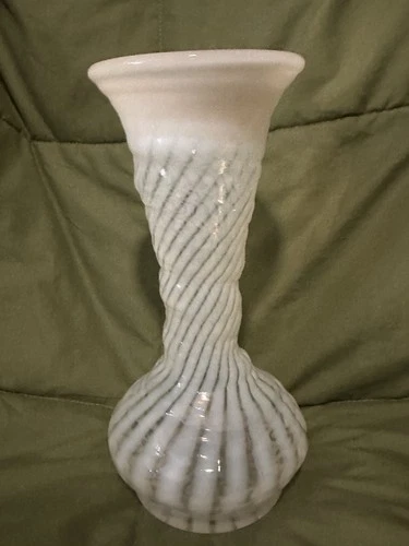 Vintage Fenton French Opalescent Glass Spiral Vase 8 inches tall