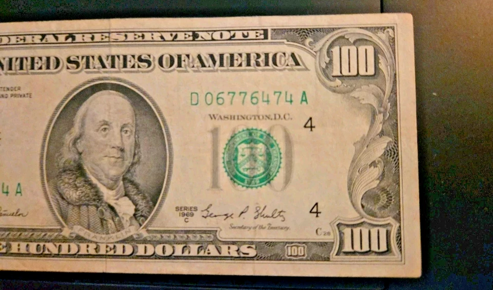 $100 Bill Old Small Face Series 1969 FRB Cleveland, OH (D06776474A) - Image 4 of 4