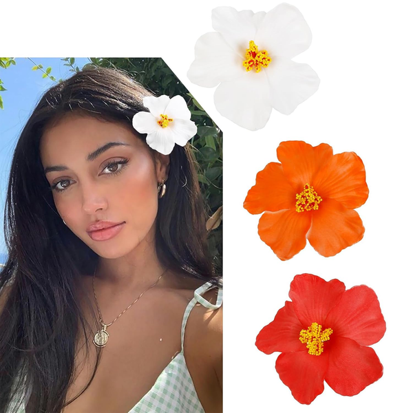 Hawaii-Blumen Haarspangen - 3 StüCk Plumeria-Hibiskus Haarspangen FüR Frauen, Kü-image