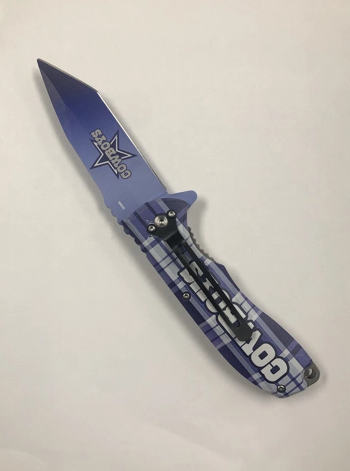 CUCHILLO TÁCTICO ASISTIDO POR RESORTE 8,5” NFL SPORTS TEAM DALLAS COWBOYS CON CLIP Foto 3 de 3