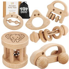 TOY Life Wooden Toys Cars, Montessori Baby Toys 6-12 Months, Wooden Baby Toys Ra
