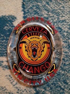 A Cerveza Chango Clear Glass Ashtray