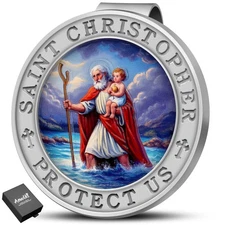 Saint Christopher Medal for Car, Colorful 3D Relief St Christopher Visor Clip...