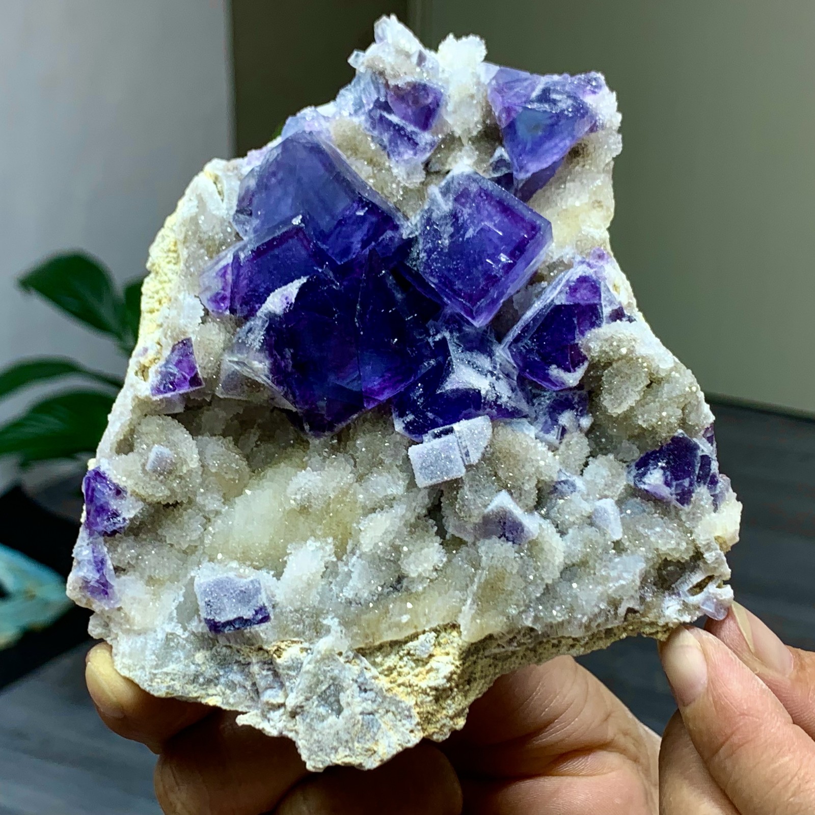 Transparent Blue-Purple Cube Fluorite Crystal Specimen 314G