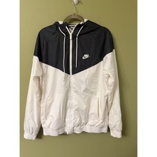 Nike Mens Sportswear Windrunner Full Zip Hooded Jacket Black White Large AR2191