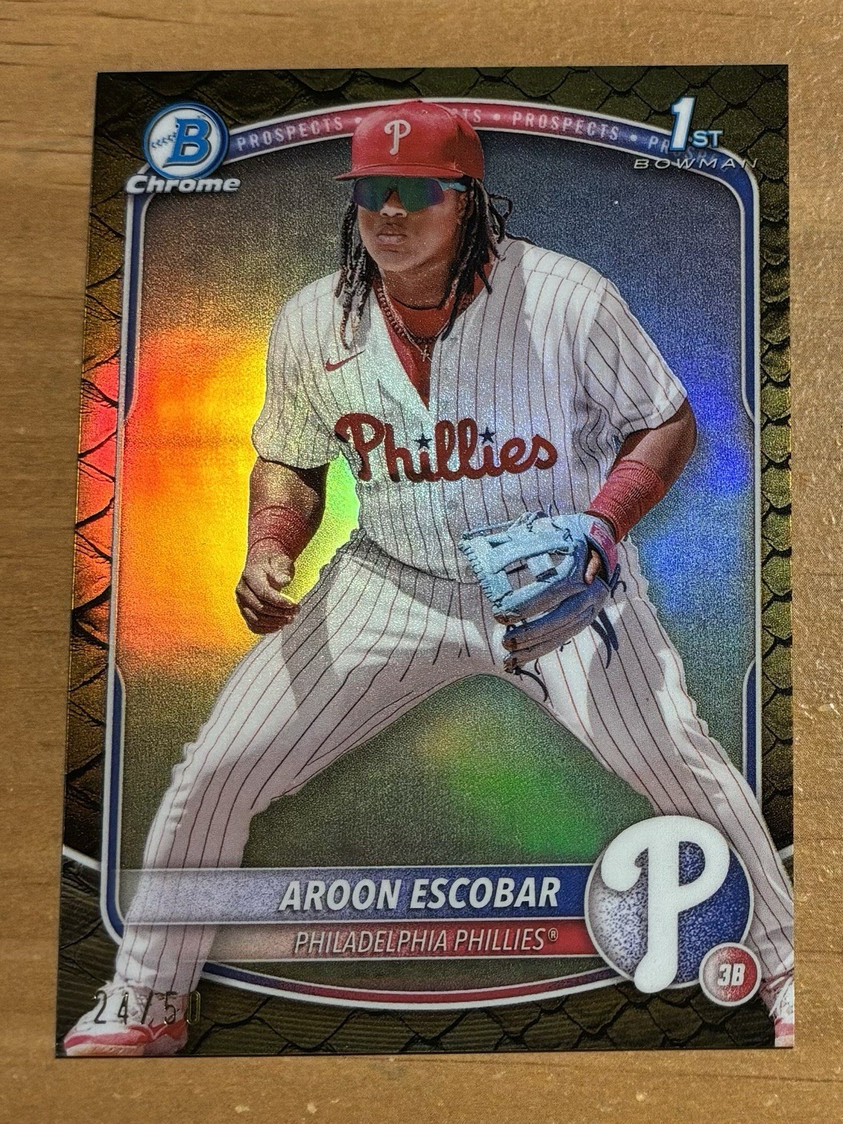2025 Bowman Chrome 1st Aroon Escobar Gold Reptilian Refractor /50 Rookie RC SSP
