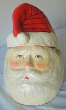RARE Vintage Handmade Hand Painted Paper Mache Santa Head Box REALISTIC Detail
