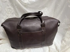 Peter Millar Links And Kings Men's Travel Brown Leather Weekender Bag Carry On