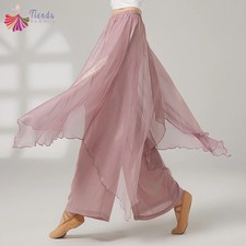 Dance Dress Pants Trouser Practice Costume Chiffon Skirt Performance Dancewear