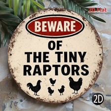 Vintage Warning Beware of the Tiny Raptors Tin Metal Signs Home D cor 8x8