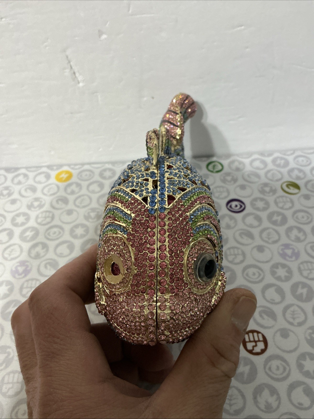 Designer Inspired Fish Shape Rhinestone Clutch Ba… - image 8