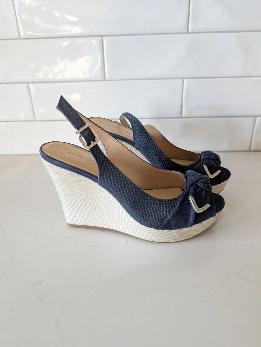 Escarpins Noirs Antonio Melani - Taille 8M US - Talons Hauts, Lanières, Ornements Fleuris - Occasion