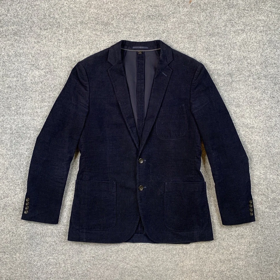 J Crew Blazer Mens 40R Navy Cotton Corduroy Ludlow Slim Fit 2-Button Notch - Image 2 of 4