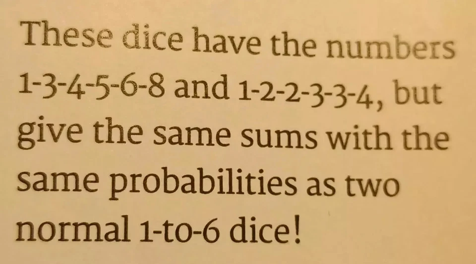 Sicherman Special Dice Pair 1-3-4-5-6-8 1-2-2-3-3-4 same results 2 normal 1-6 - Image 4 of 4