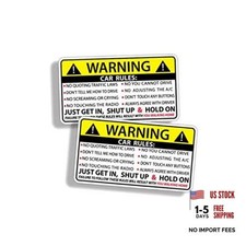 2PCS Car Safety Warning Rules Stickers, Adhesive Vinyl Humor Decal for Car