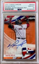 2021 Topps Chrome David Ortiz Beisbol ORANGE REFRACTOR /25 AUTO PSA 10 GEM MINT
