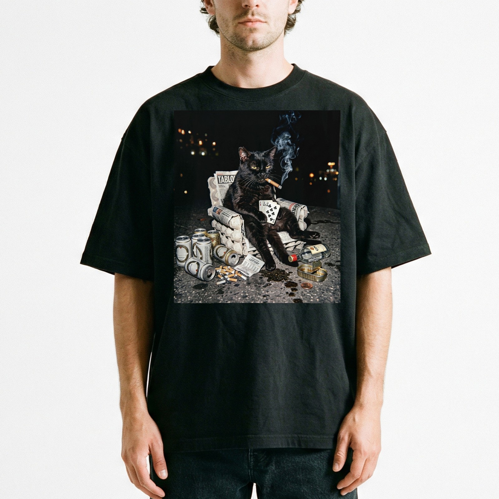 Funny cat poker night t-shirt sarcastic cat meme graphic tee