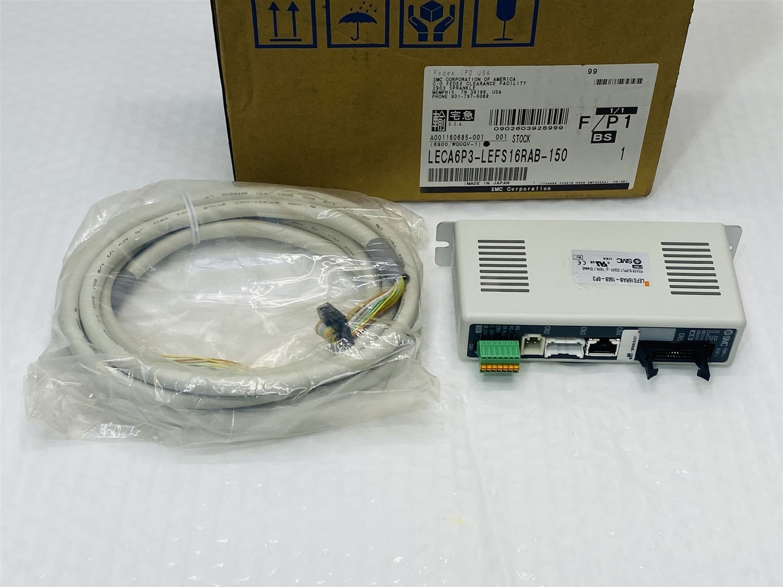 SMC LECA6P3-LEFS16RAB-150 ELECTRIC ACTUATOR SERVO MOTOR CONTROLLER 24VDC