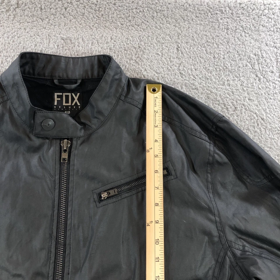 Chaqueta de bombardero negra vintage Fox Racing para hombre XL de lona de algodón encerado café corredor Foto 4 de 4