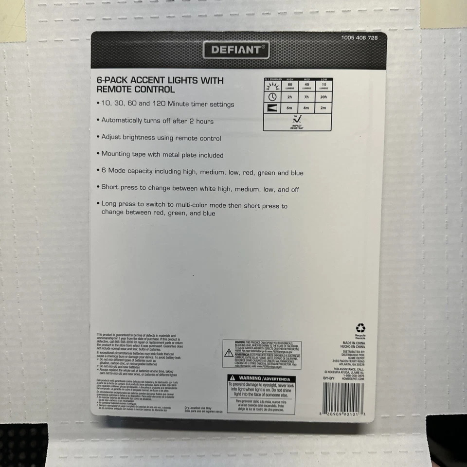 Luces de acento Defiant 80 lúmenes con control remoto (paquete de 6) 1005406728 Foto 2 de 2