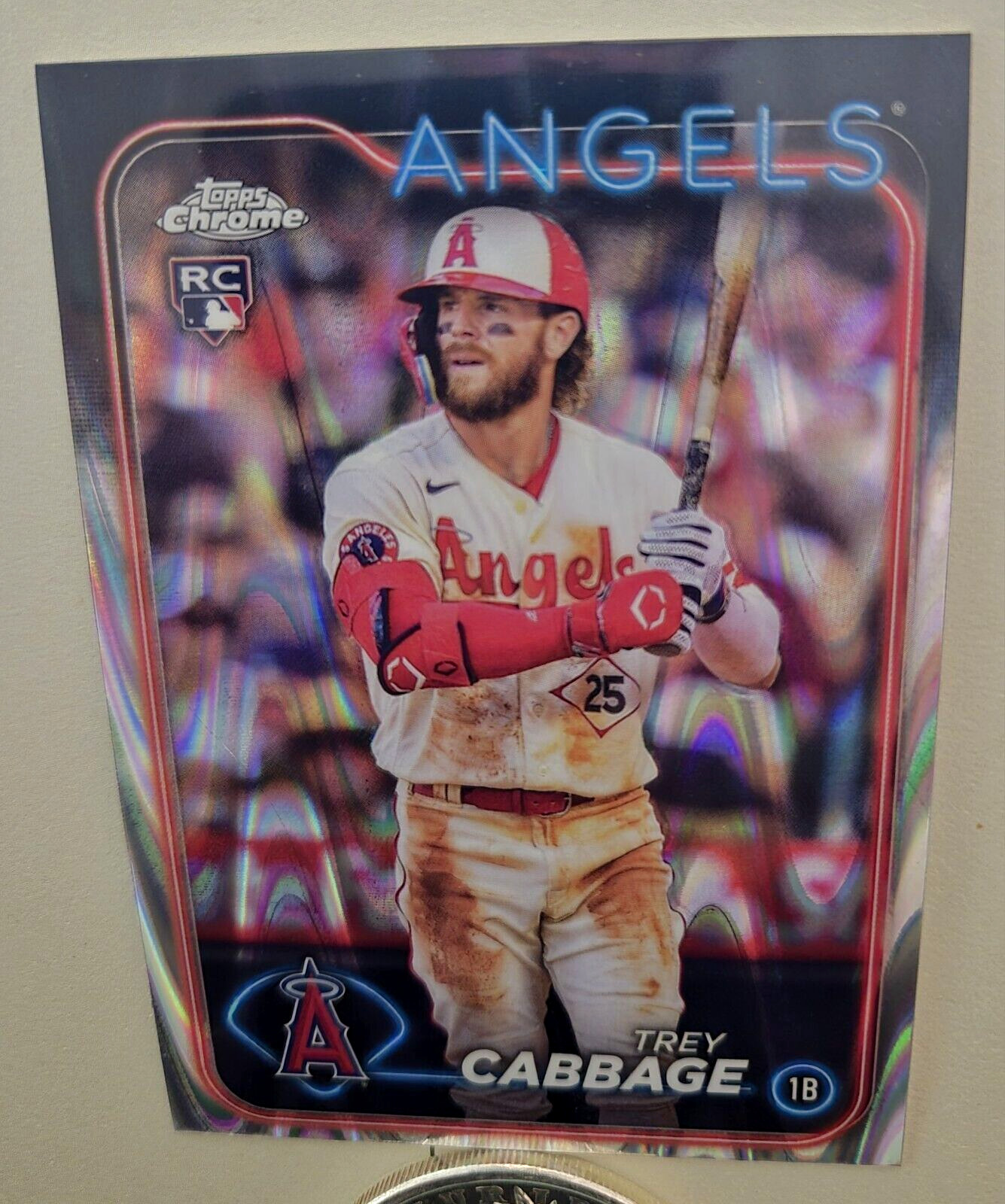 Trey Cabbage 2024 Topps Chrome #226 RayWave Refractor Rookie Card Angels RC